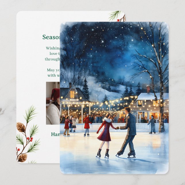 Festividades Cartão de Natal Plano Vintage Personalizável (Frente/Verso)