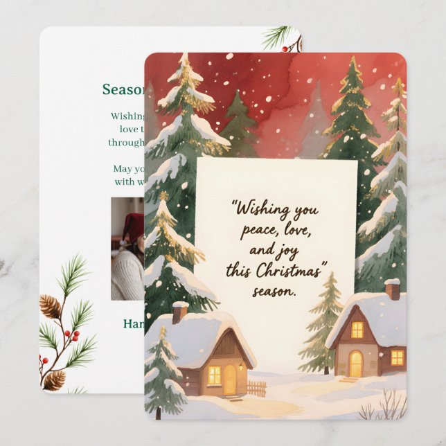 Festividades Cartão de Natal Plano Vintage Personalizável (Frente/Verso)