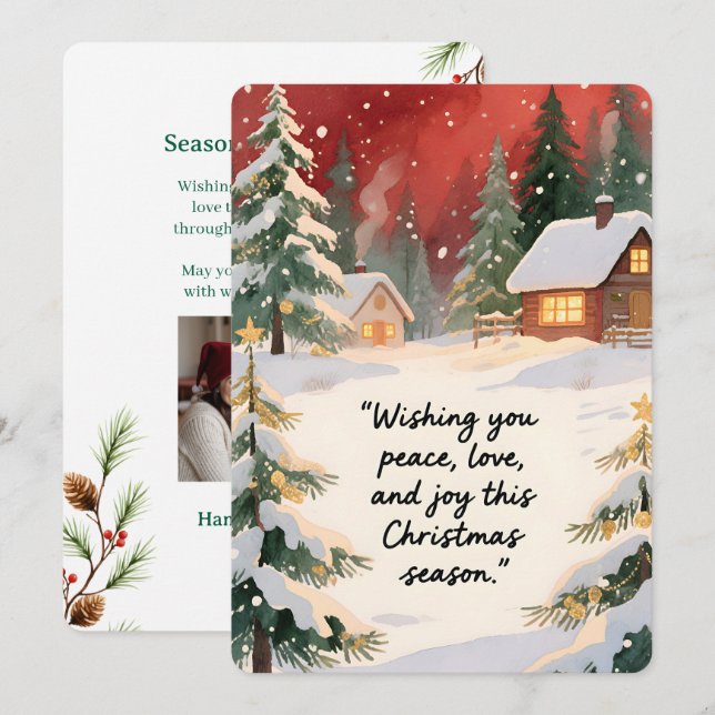 Festividades Cartão de Natal Plano Vintage Personalizável (Frente/Verso)