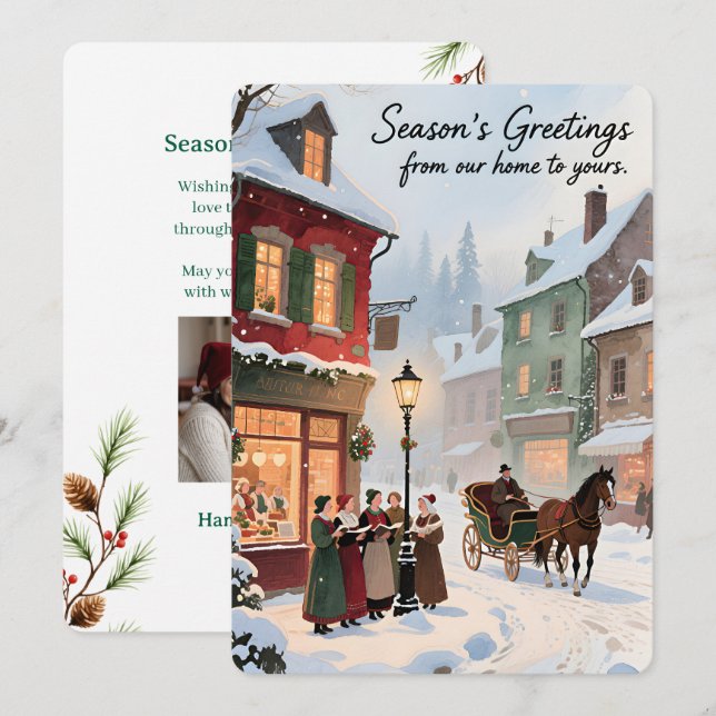 Festividades Cartão de Natal Plano Vintage Personalizável (Frente/Verso)