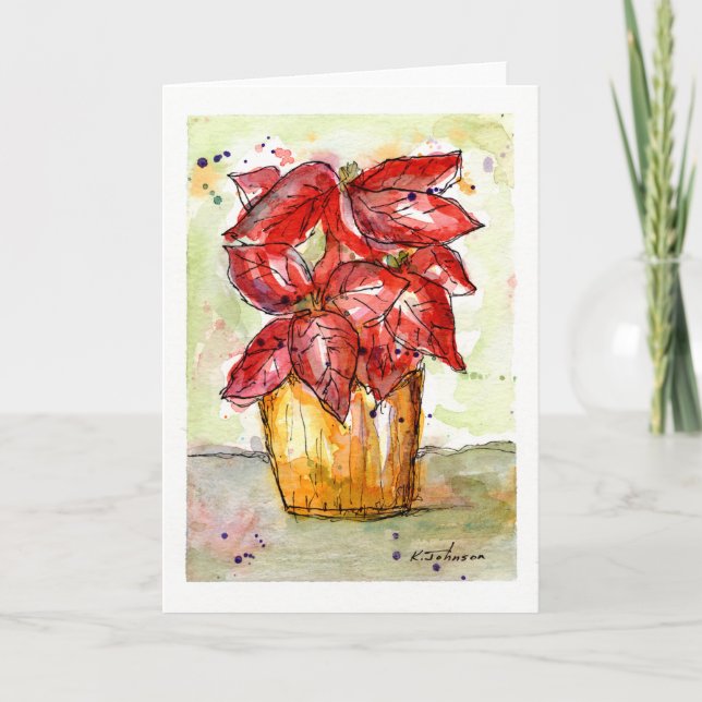 Festividades Cartão de Natal Poinsettia (Frente)