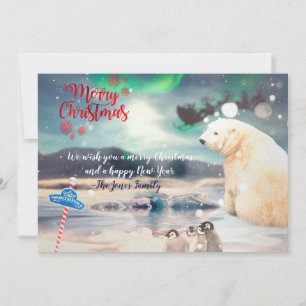 Festividades Cartão de Natal Polar Bear North Pole