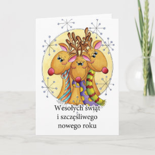 Festividades Cartão de Natal polonês - Reindeer - Wesołych świą