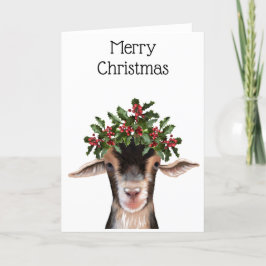 Festividades Cartão de Natal - Posey the Goat with Holly