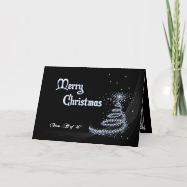 Festividades Cartão de Natal preto e branco de todos nós (Frente)