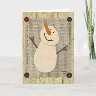 Festividades Cartão de Natal Primitivo Snowman