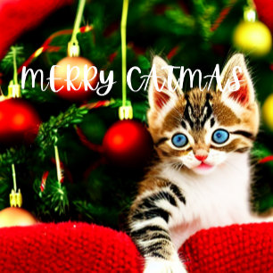 Festividades Cartão de Natal Puro feliz Catmas