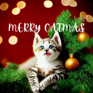 Festividades Cartão de Natal Puro feliz Catmas