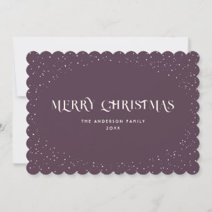 Festividades Cartão de Natal Purple Minimalist Snow Merry