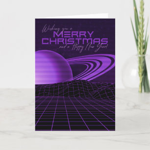 Festividades Cartão de Natal Purple Retrowave