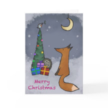 Cartão de Natal, raposa e amigos, com a sua fotogr