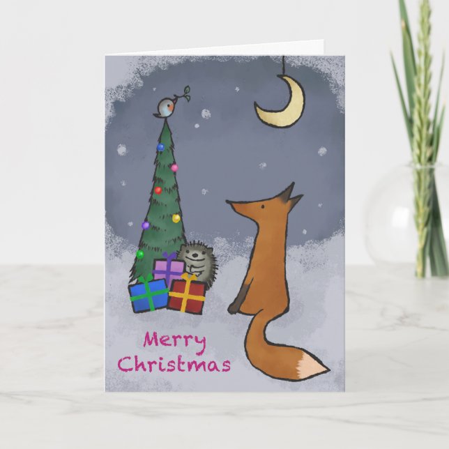 Festividades Cartão de Natal, raposa e amigos, com a sua fotogr (Frente)