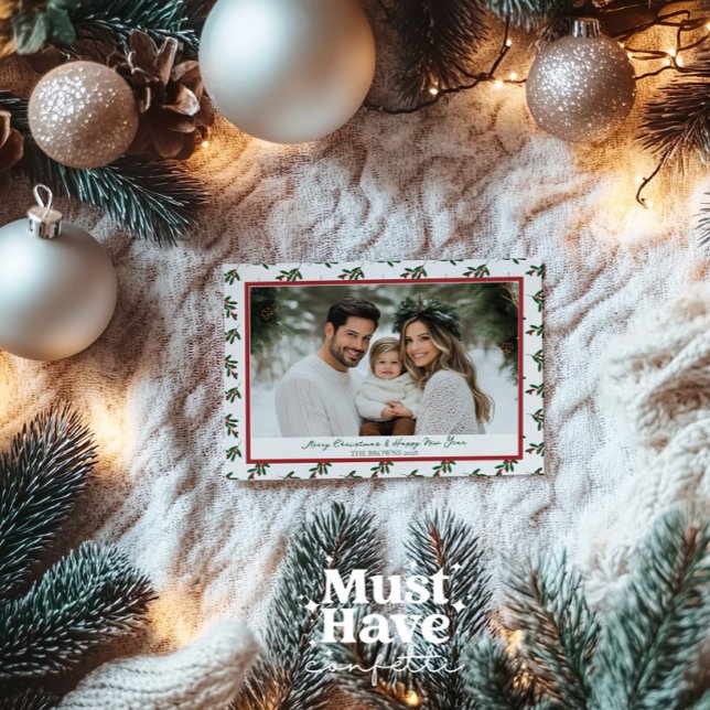 Festividades Cartão de Natal Red and Green Holly Berries (Criador carregado)