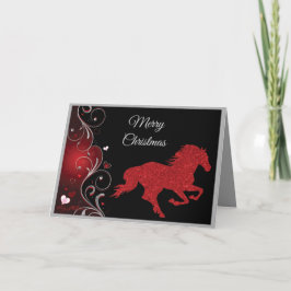 Festividades Cartão de Natal Red Glitter Horse