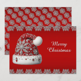 Festividades Cartão de Natal Red Santa Hat