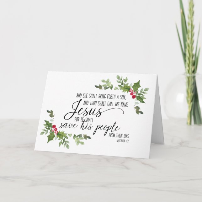 Festividades Cartão de Natal Religioso com Bíblia Versa (Frente)