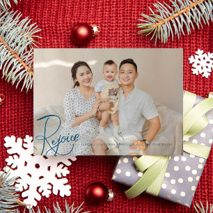 Festividades Cartão de Natal Religioso Foto Alegrai-vos Azul Na