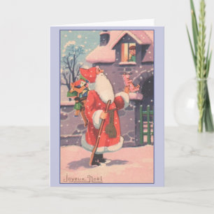 Festividades Cartão de Natal retro de Joyeux Noël do francês