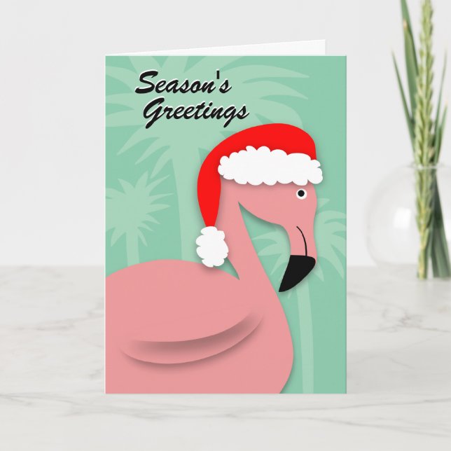 Festividades Cartão de Natal Retroativo - Flamingo Rosa (Frente)