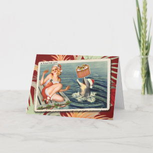 Festividades Cartão de Natal Retroativo para Golfinhos Feliz