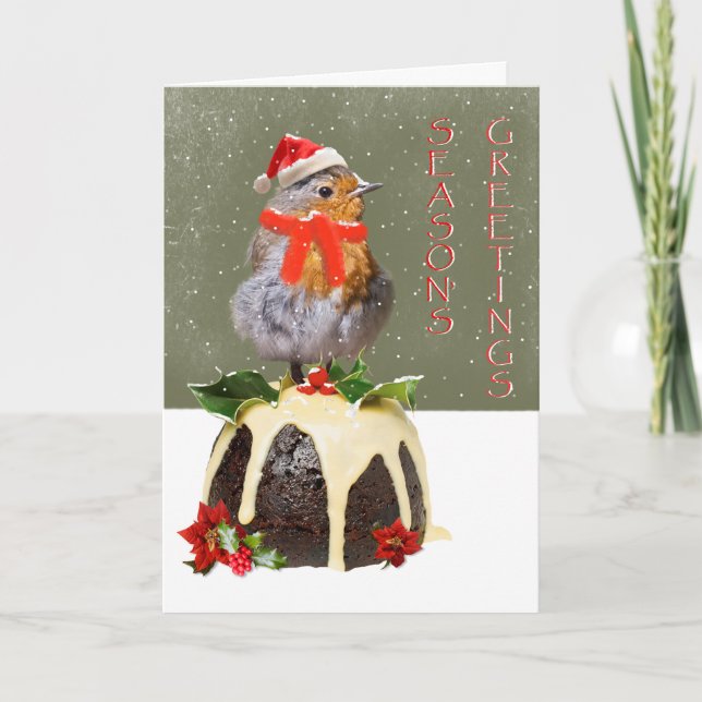 Festividades Cartão de Natal Robin Ruffled (Frente)
