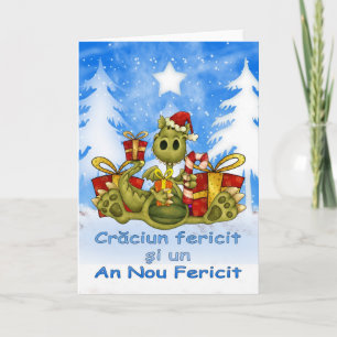 Festividades Cartão de Natal romeno - Dragão-Cute - Craciun Fe