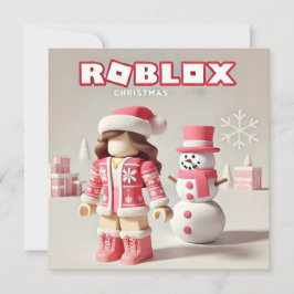 Festividades Cartão de Natal Rosa Bonito da Robloxo para Menina