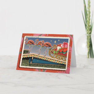 Festividades Cartão de Natal Rosa Flamingos