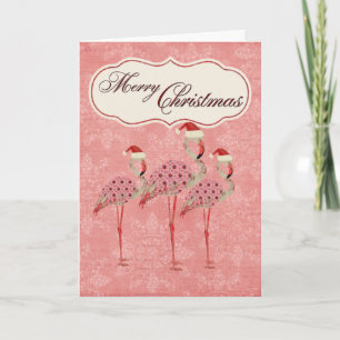 Festividades Cartão de Natal Rosa Flamingos