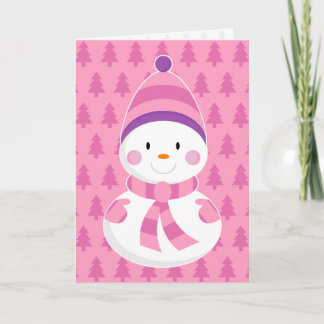 Festividades Cartão de Natal Rosa Snowman