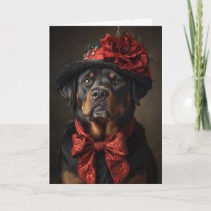 Festividades Cartão de Natal Rottweiler Elegante Cão Vitoriano