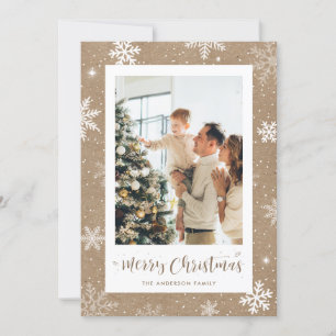Festividades Cartão de Natal Rustic Kraft Snowflake