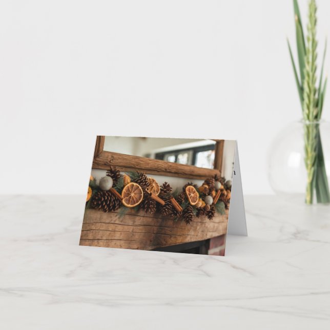 Festividades Cartão de Natal Rustic Mantle (Frente)
