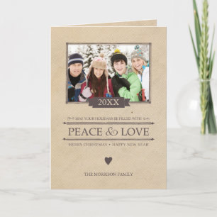 Festividades Cartão de Natal Rustic Peace & Love
