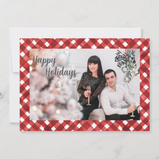 Festividades Cartão de Natal Rustic Red Gingham Noël