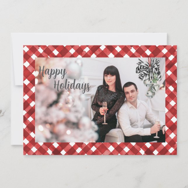 Festividades Cartão de Natal Rustic Red Gingham Noël (Frente)