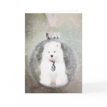 Cartão de Natal Samoed Puppy