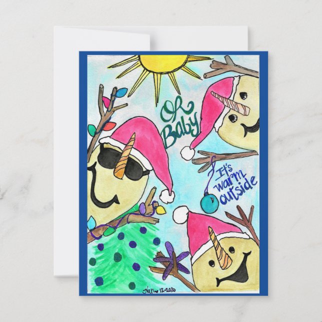 Festividades Cartão de Natal Sandymen Baby Está Quente Lá Fora (Frente)