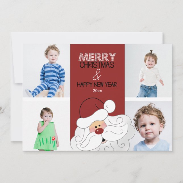 Festividades Cartão de Natal Santa Claus 4-Foto 5x7 (Frente)