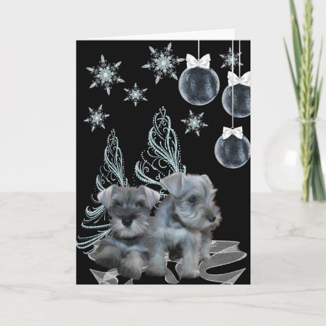 Festividades Cartão de Natal Schnauzer (Frente)
