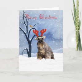 Festividades cartão de natal schnauzer - schnauzer tem renas