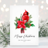 Cartão de Natal sem Foto do Pássaro Cardinal