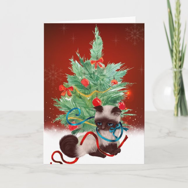 Festividades Cartão de Natal Siamese Kitten (Frente)