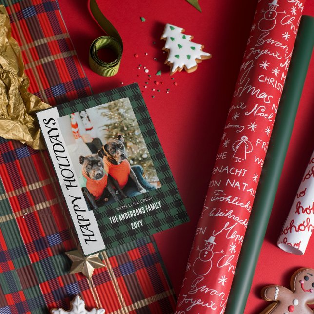 Festividades Cartão de Natal simples de xadrez de Búfalo (Criador carregado)