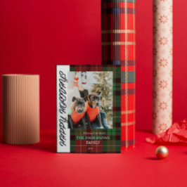 Festividades Cartão de Natal simples de xadrez de Búfalo