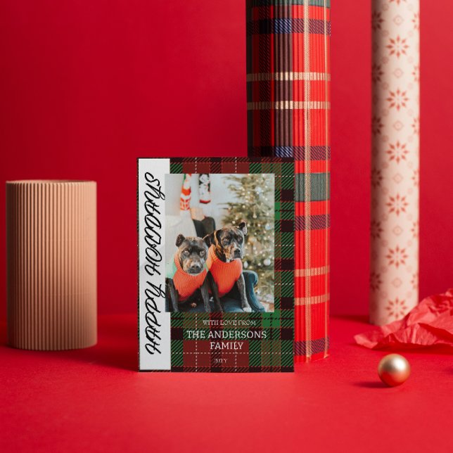 Festividades Cartão de Natal simples de xadrez de Búfalo (Criador carregado)