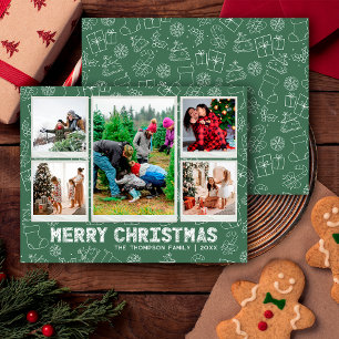 Festividades Cartão de Natal Simples e Divertido com Doodles de