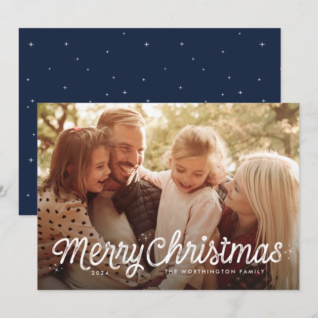 Festividades Cartão de Natal simples e doce com foto (Frente/Verso)