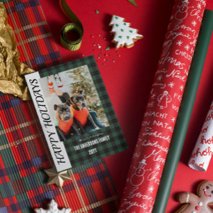 Festividades Cartão de Natal simples em xadrez de Búfalo