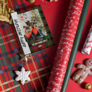 Festividades Cartão de Natal simples em xadrez de Búfalo